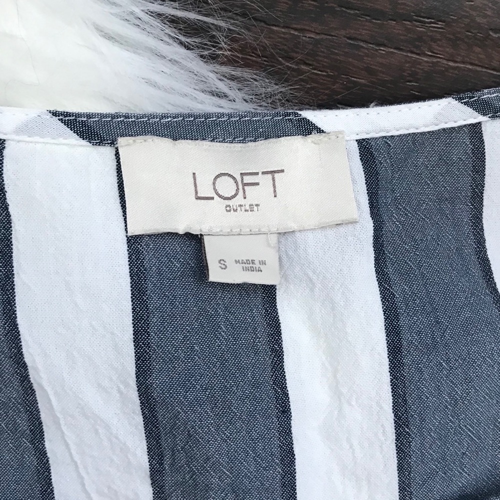 LOFT Striped Tank Top Split Neck Sz Small - Picture 4 of 6